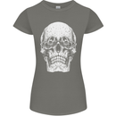 Old Man Skull With Glasses Gothic Biker Womens Petite Cut T-Shirt Charcoal