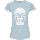 Old Man Skull With Glasses Gothic Biker Womens Petite Cut T-Shirt Light Blue