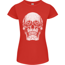 Old Man Skull With Glasses Gothic Biker Womens Petite Cut T-Shirt Red