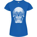 Old Man Skull With Glasses Gothic Biker Womens Petite Cut T-Shirt Royal Blue