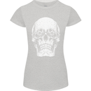 Old Man Skull With Glasses Gothic Biker Womens Petite Cut T-Shirt Sports Grey