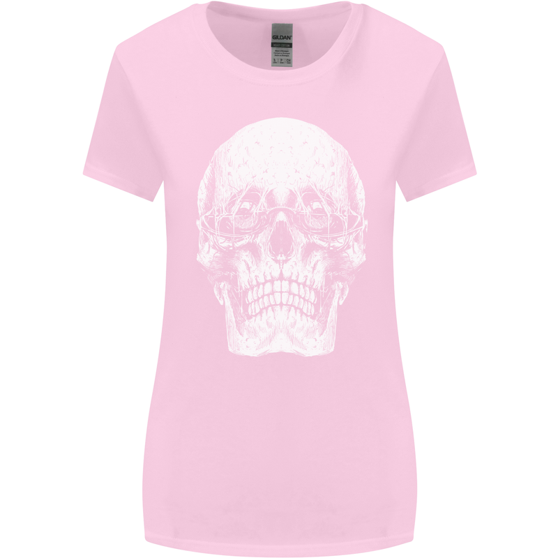 Old Man Skull With Glasses Gothic Biker Womens Wider Cut T-Shirt Light Pink