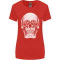 Old Man Skull With Glasses Gothic Biker Womens Wider Cut T-Shirt Red