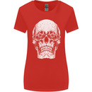 Old Man Skull With Glasses Gothic Biker Womens Wider Cut T-Shirt Red