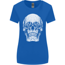 Old Man Skull With Glasses Gothic Biker Womens Wider Cut T-Shirt Royal Blue