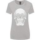 Old Man Skull With Glasses Gothic Biker Womens Wider Cut T-Shirt Sports Grey