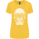Old Man Skull With Glasses Gothic Biker Womens Wider Cut T-Shirt Yellow