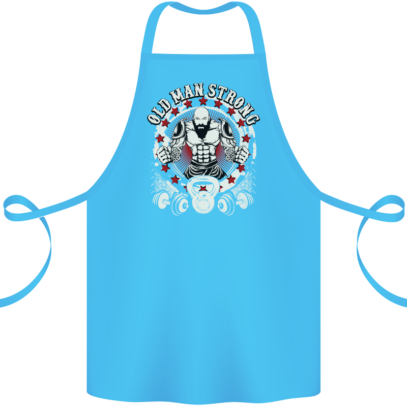 Old Man Strong Gym Age Bodybuilding Cotton Apron 100% Organic Turquoise