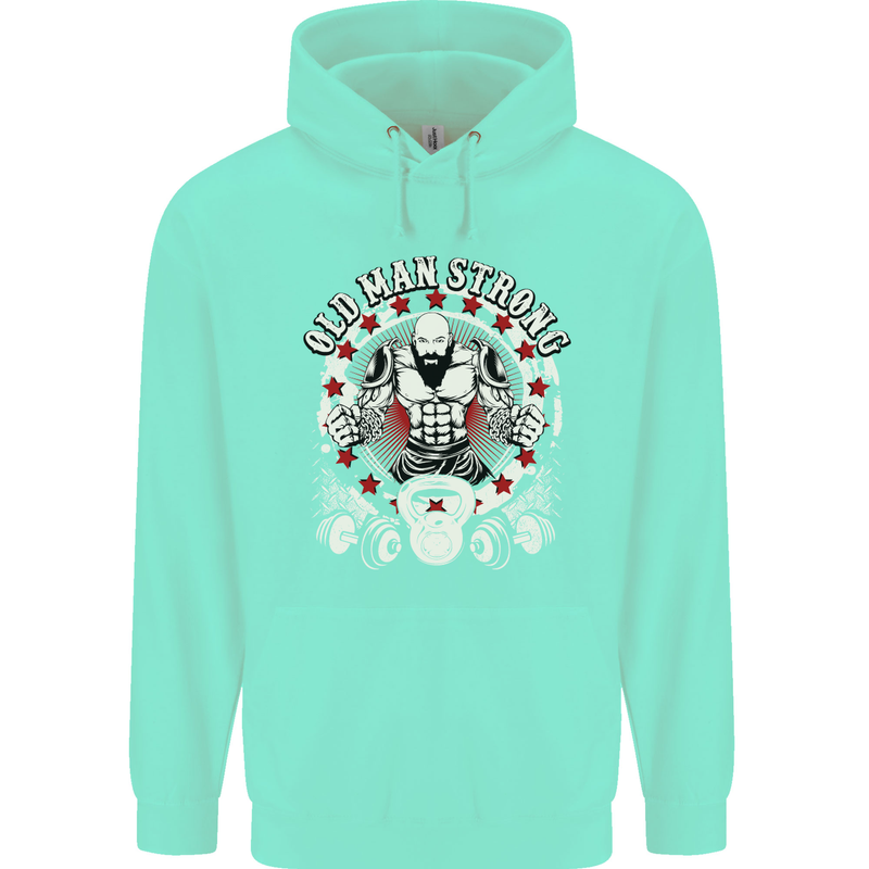 Old Man Strong Gym Age Bodybuilding Mens 80% Cotton Hoodie Peppermint
