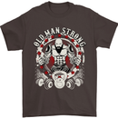 Old Man Strong Gym Age Bodybuilding Mens T-Shirt Cotton Gildan Dark Chocolate