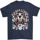 Old Man Strong Gym Age Bodybuilding Mens T-Shirt Cotton Gildan Navy Blue
