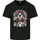 Old Man Strong Gym Age Bodybuilding Mens V-Neck Cotton T-Shirt Black