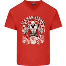 Old Man Strong Gym Age Bodybuilding Mens V-Neck Cotton T-Shirt Red