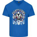 Old Man Strong Gym Age Bodybuilding Mens V-Neck Cotton T-Shirt Royal Blue