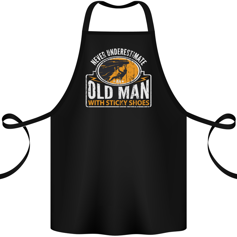 Old Man With Sticky Shoes Climbing Climber Cotton Apron 100% Organic Black