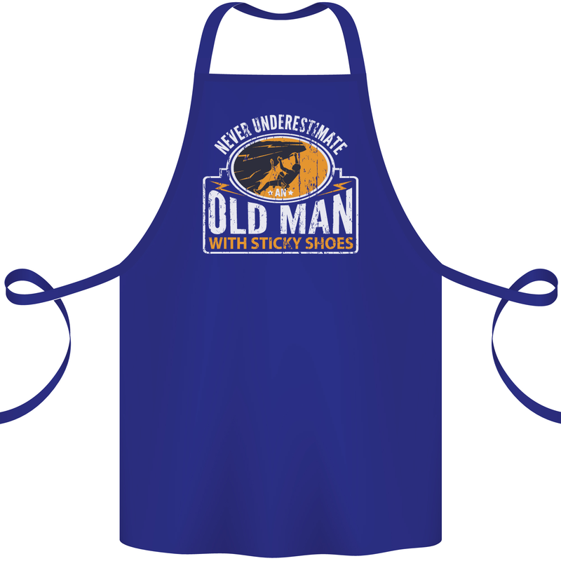 Old Man With Sticky Shoes Climbing Climber Cotton Apron 100% Organic Royal Blue