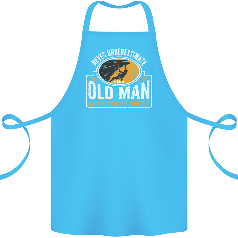 Old Man With Sticky Shoes Climbing Climber Cotton Apron 100% Organic Turquoise