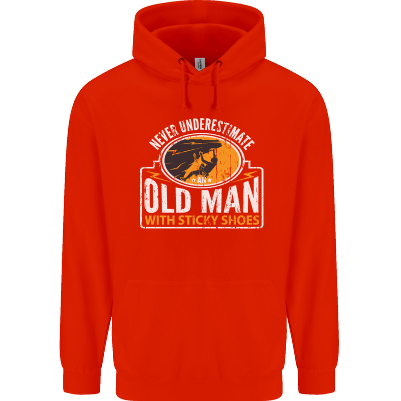 Old Man With Sticky Shoes Climbing Climber Mens 80% Cotton Hoodie Bright Red