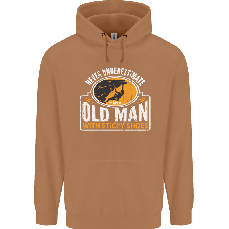 Old Man With Sticky Shoes Climbing Climber Mens 80% Cotton Hoodie Caramel Latte