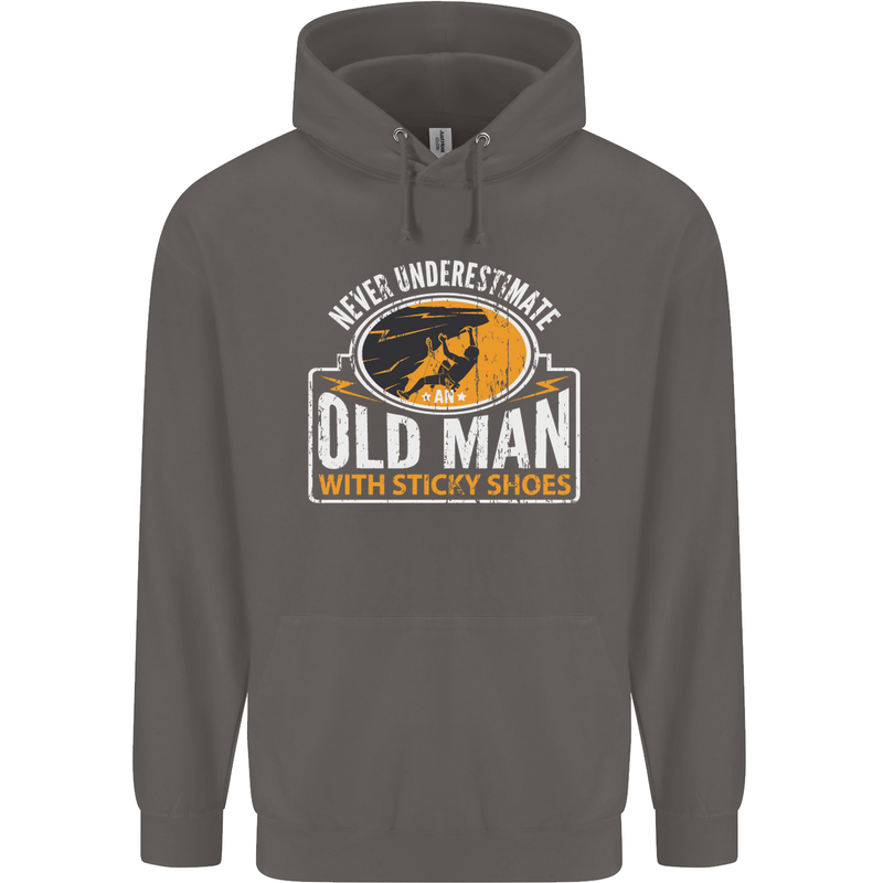 Old Man With Sticky Shoes Climbing Climber Mens 80% Cotton Hoodie Charcoal