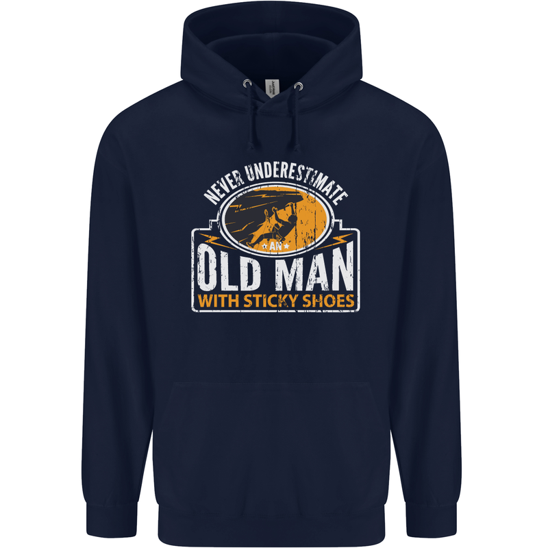 Old Man With Sticky Shoes Climbing Climber Mens 80% Cotton Hoodie Navy Blue