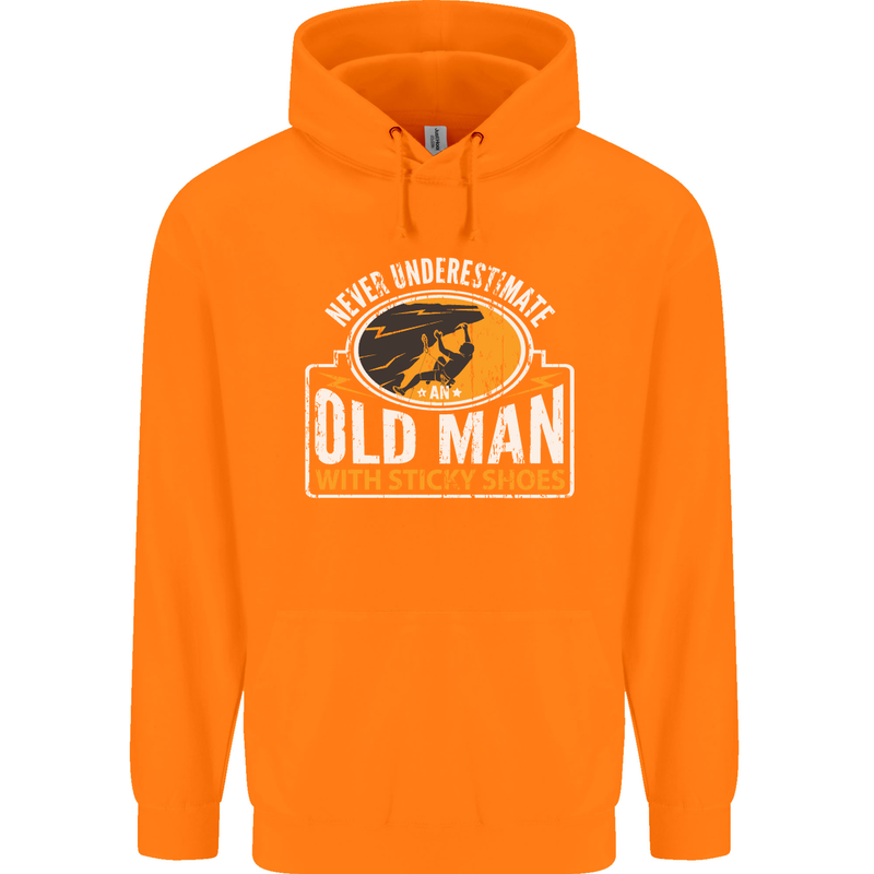 Old Man With Sticky Shoes Climbing Climber Mens 80% Cotton Hoodie Orange