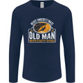 Old Man With Sticky Shoes Climbing Climber Mens Long Sleeve T-Shirt Navy Blue