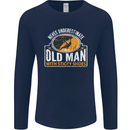 Old Man With Sticky Shoes Climbing Climber Mens Long Sleeve T-Shirt Navy Blue