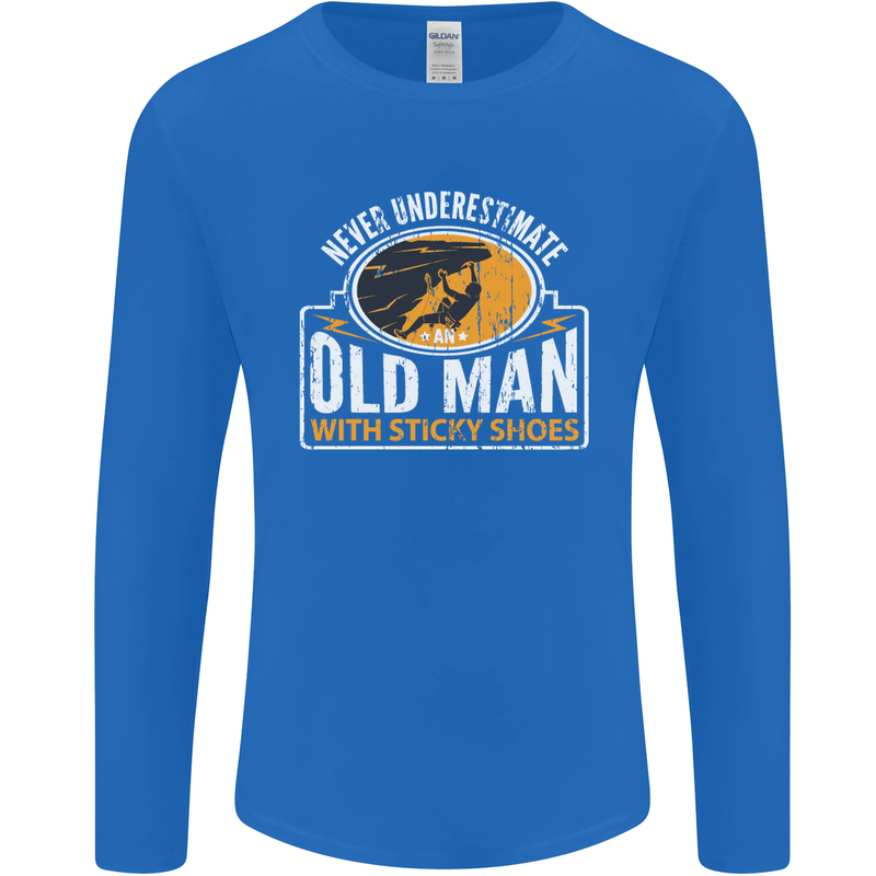 Old Man With Sticky Shoes Climbing Climber Mens Long Sleeve T-Shirt Royal Blue