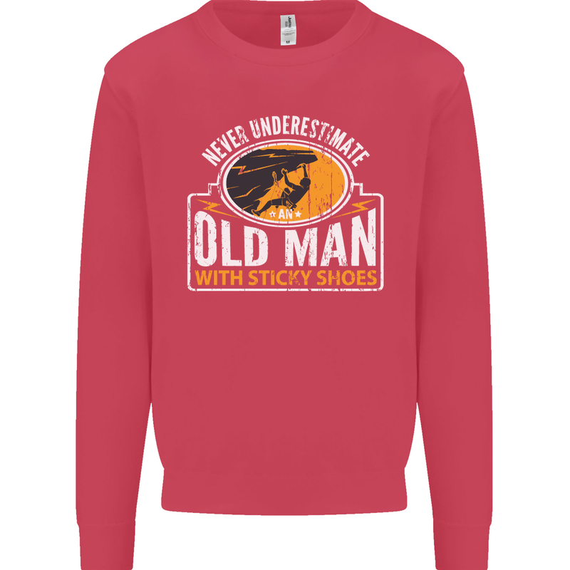 Old Man With Sticky Shoes Climbing Climber Mens Sweatshirt Jumper Heliconia