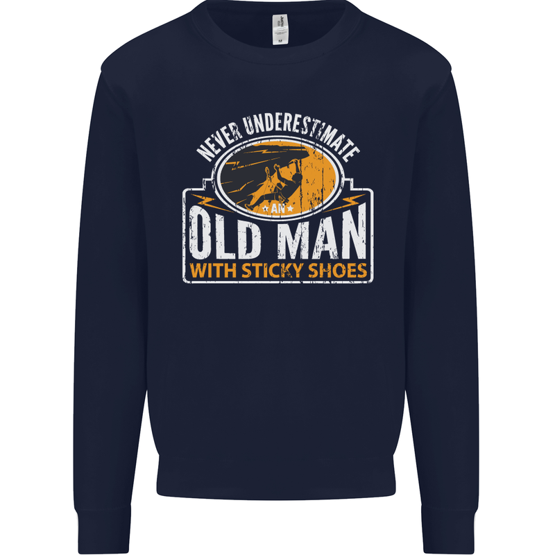 Old Man With Sticky Shoes Climbing Climber Mens Sweatshirt Jumper Navy Blue
