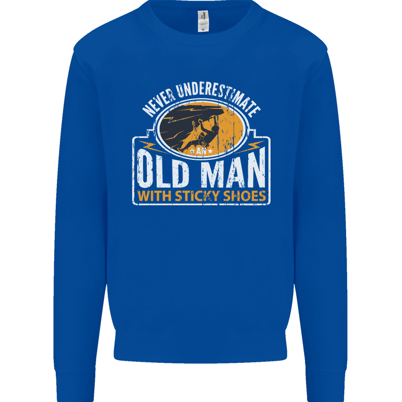 Old Man With Sticky Shoes Climbing Climber Mens Sweatshirt Jumper Royal Blue