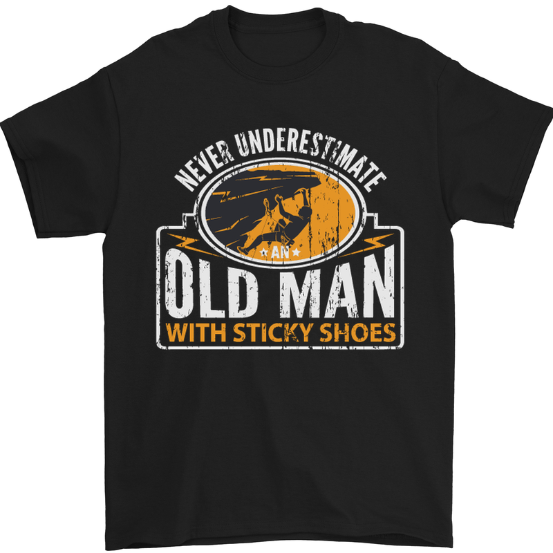 Old Man With Sticky Shoes Climbing Climber Mens T-Shirt Cotton Gildan Black