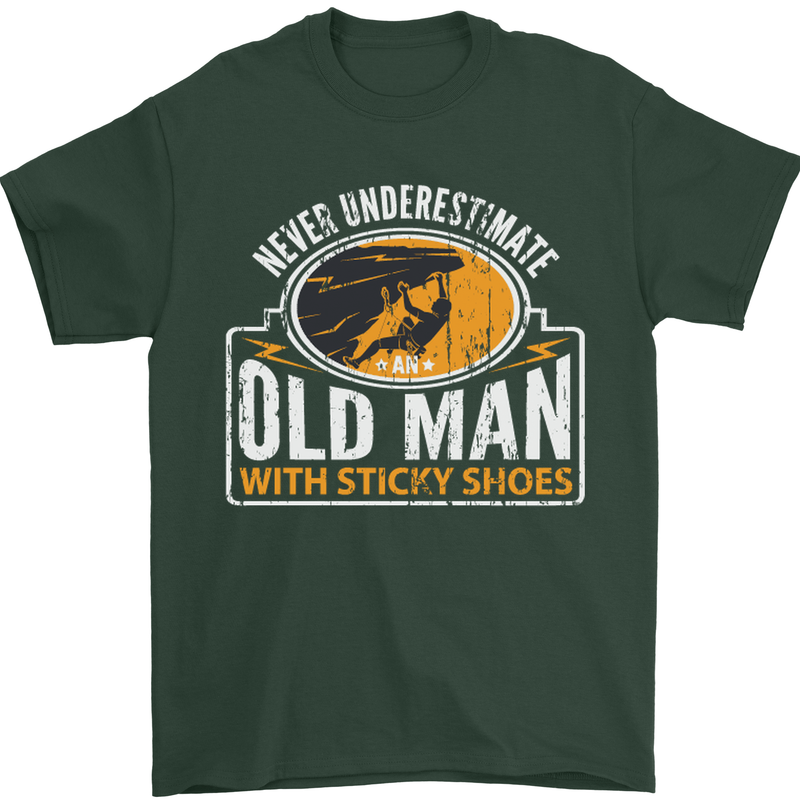 Old Man With Sticky Shoes Climbing Climber Mens T-Shirt Cotton Gildan Forest Green