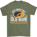 Old Man With Sticky Shoes Climbing Climber Mens T-Shirt Cotton Gildan Military Green