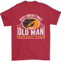 Old Man With Sticky Shoes Climbing Climber Mens T-Shirt Cotton Gildan Red