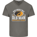 Old Man With Sticky Shoes Climbing Climber Mens V-Neck Cotton T-Shirt Charcoal