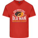 Old Man With Sticky Shoes Climbing Climber Mens V-Neck Cotton T-Shirt Red