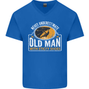 Old Man With Sticky Shoes Climbing Climber Mens V-Neck Cotton T-Shirt Royal Blue