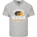Old Man With Sticky Shoes Climbing Climber Mens V-Neck Cotton T-Shirt Sports Grey