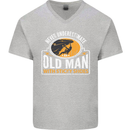 Old Man With Sticky Shoes Climbing Climber Mens V-Neck Cotton T-Shirt Sports Grey