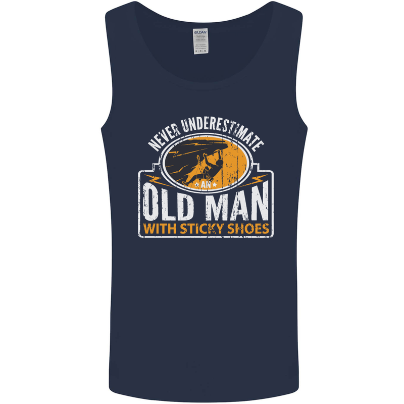 Old Man With Sticky Shoes Climbing Climber Mens Vest Tank Top Navy Blue
