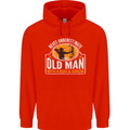 Old Man With a Bow & Arrow Funny Archery Mens 80% Cotton Hoodie Bright Red