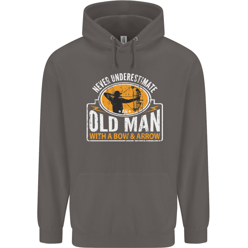 Old Man With a Bow & Arrow Funny Archery Mens 80% Cotton Hoodie Charcoal