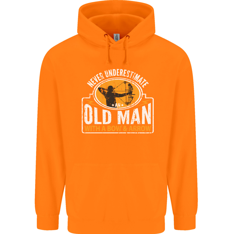 Old Man With a Bow & Arrow Funny Archery Mens 80% Cotton Hoodie Orange