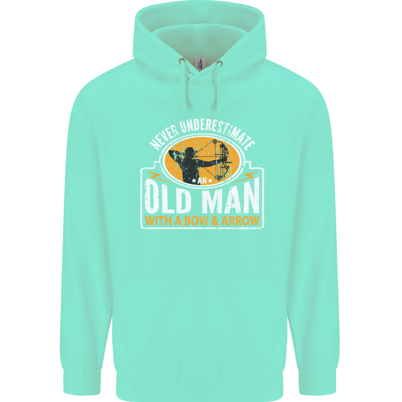 Old Man With a Bow & Arrow Funny Archery Mens 80% Cotton Hoodie Peppermint