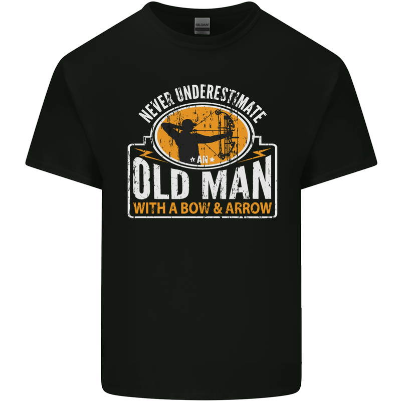 Old Man With a Bow & Arrow Funny Archery Mens Cotton T-Shirt Tee Top Black