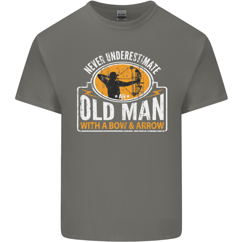 Old Man With a Bow & Arrow Funny Archery Mens Cotton T-Shirt Tee Top Charcoal