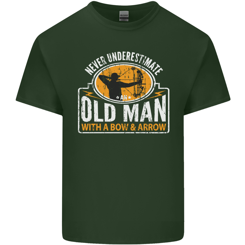 Old Man With a Bow & Arrow Funny Archery Mens Cotton T-Shirt Tee Top Forest Green