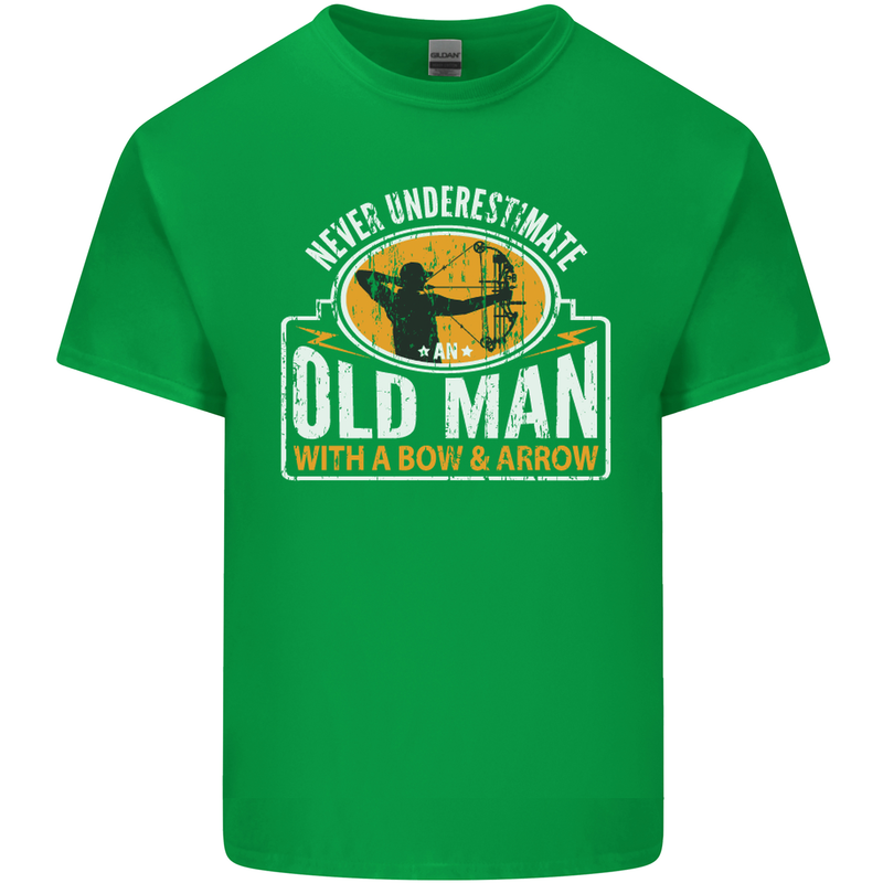 Old Man With a Bow & Arrow Funny Archery Mens Cotton T-Shirt Tee Top Irish Green